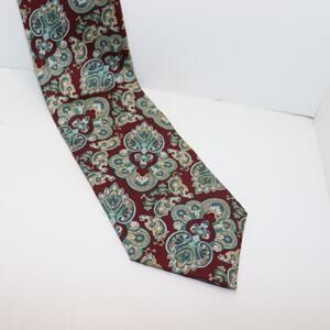 Christian Dior Monsieur Burgundy Paisley Silk Necktie 3.5”